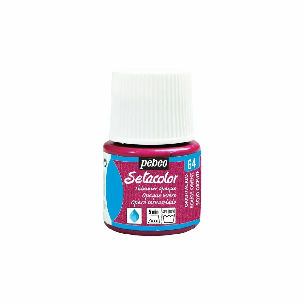 PÉBÉO - Peinture textile setacolor opaque effet métallique - rouge orient - 45 ml
