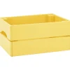 PINUS - Caisse de rangement en pin petit modèle 31 x 23 x 15 cm jaune