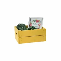 PINUS - Caisse de rangement en pin petit modèle 31 x 23 x 15 cm jaune