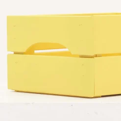 PINUS - Caisse de rangement en pin petit modèle 31 x 23 x 15 cm jaune