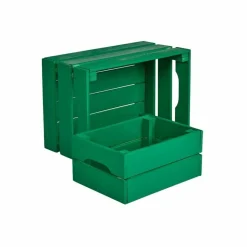 PINUS - Caisse de rangement en pin petit modèle 31 x 23 x 15 cm vert menthe