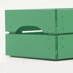 PINUS - Caisse de rangement en pin petit modèle 31 x 23 x 15 cm vert menthe