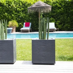 POETIC - Bac carré Graphit en polypropylène, anthracite L. 39,5 x H. 43,5 cm