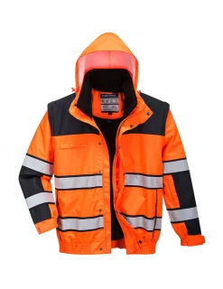 PORTWEST - Blouson hivis 3 en 1 couleur : orange/noir taille s - portwest