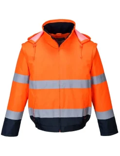 PORTWEST - Blouson hv 2-en-1 hv doublé polaire couleur : orange/marine taille l - portwest