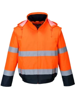 PORTWEST - Blouson hv 2-en-1 hv doublé polaire couleur : orange/marine taille m - portwest
