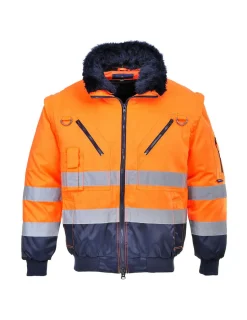 PORTWEST - Blouson pilote 3 en 1 haute visibilité couleur : orange/marine taille s - portwest