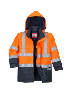 PORTWEST - Parka hv bizflame rain multi-risques couleur : orange/marine taille s - portwest