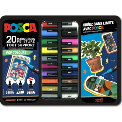 POSCA - Mallette de 20 marqueurs Posca assortis pour peinture multi-supports
