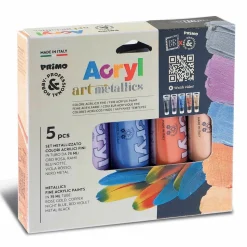 PRIMO - 5 tubes de peinture acrylique métallisée