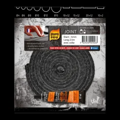 PYRO FEU - Pyrofeu - joint noir en fibre de verre - diamètre 4, 2m50 - résiste à 500°c - fa