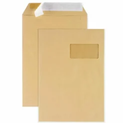 RAJA - 100 pochettes papier kraft avec fenêtre - 22,9 x 32,4 cm