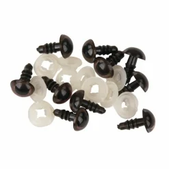 RAYHER - 10 yeux marron de peluche à visser ø 8 mm avec rondelles