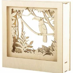 RAYHER - Cadre décoratif en bois à motif 3d - 24 x 24 x 6,5 cm - toucan