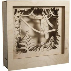 RAYHER - Cadre décoratif en bois à motif 3d - 24 x 24 x 6,5 cm - toucan