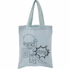 RAYHER - Sac en coton bleu 25 x 20 cm - super-héros