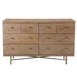 RENDEZ-VOUS DÉCO - Bran - commode 8 tiroirs en bois de manguier et pieds en métal doré