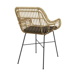 RENDEZ-VOUS DÉCO - Chiloe - chaise en rotin naturel et pieds en métal noir