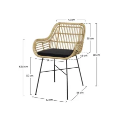 RENDEZ-VOUS DÉCO - Chiloe - chaise en rotin naturel et pieds en métal noir