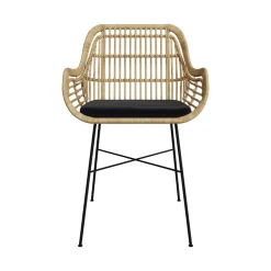RENDEZ-VOUS DÉCO - Chiloe - chaise en rotin naturel et pieds en métal noir