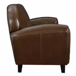 RENDEZ-VOUS DÉCO - Club - canapé 3 places marron en croute de cuir enduite