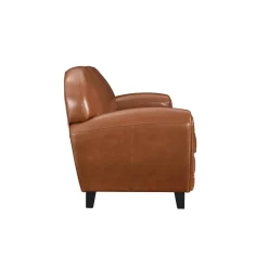 RENDEZ-VOUS DÉCO - Club - canapé 3 places camel en croute de cuir enduite