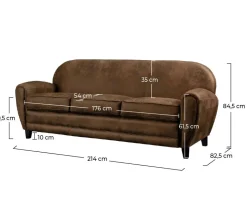 RENDEZ-VOUS DÉCO - Club - canapé 3 places marron vieilli en microfibre