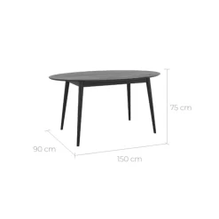 RENDEZ-VOUS DÉCO - Eddy - table ovale 6 personnes en bois noir 150 cm