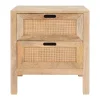 RENDEZ-VOUS DÉCO - Félix - table de chevet 2 tiroirs en bois de manguier et cannage