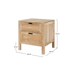 RENDEZ-VOUS DÉCO - Félix - table de chevet 2 tiroirs en bois de manguier et cannage