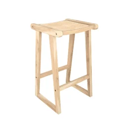 RENDEZ-VOUS DÉCO - Haida - tabouret pour îlot central 66 cm en teck et rotin naturel