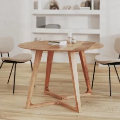 RENDEZ-VOUS DÉCO - Iguana - table ronde 4 personnes en bois d'acacia d115 cm
