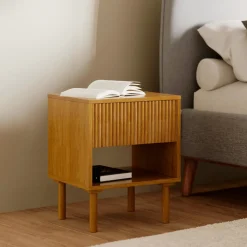 RENDEZ-VOUS DÉCO - Inès - table de chevet en bois d'hévéa massif 1 tiroir