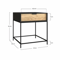 RENDEZ-VOUS DÉCO - Jakson - table de chevet 1 tiroir en bois d'acacia et métal noir