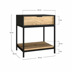 RENDEZ-VOUS DÉCO - Jakson - table de chevet en bois et métal noir 1 tiroir