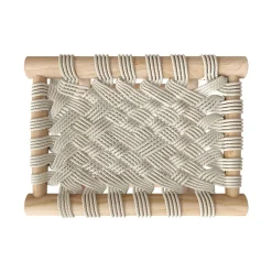 RENDEZ-VOUS DÉCO - Kira - tabouret tressé blanc en macramé et branche de teck