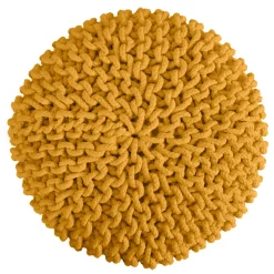 RENDEZ-VOUS DÉCO - Lisa - petit tabouret tricot en coton jaune moutarde