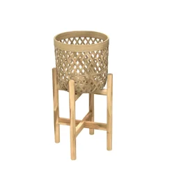 RENDEZ-VOUS DÉCO - Mila - cache-pot pieds en teck et bambou (lot de 2)