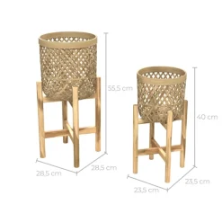 RENDEZ-VOUS DÉCO - Mila - cache-pot pieds en teck et bambou (lot de 2)