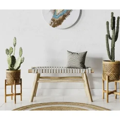 RENDEZ-VOUS DÉCO - Mila - cache-pot pieds en teck et bambou (lot de 2)