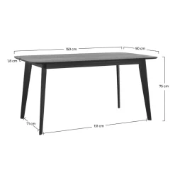 RENDEZ-VOUS DÉCO - Oman - table rectangulaire 6 personnes en bois noir 150 cm