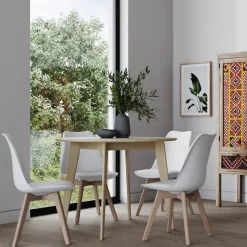 RENDEZ-VOUS DÉCO - Réno - table ronde 4 personnes en bois clair d100 cm