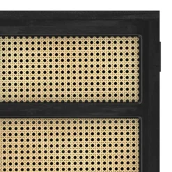 RENDEZ-VOUS DÉCO - Shellona - armoire noire en bois et cannage 2 portes