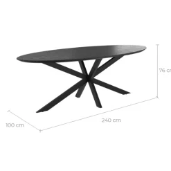 RENDEZ-VOUS DÉCO - Sparo - table ovale 10 personnes en bois de teck recyclé noir 240 cm