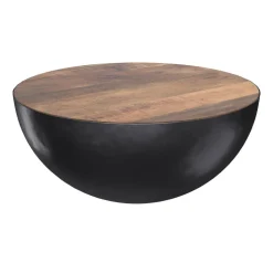 RENDEZ-VOUS DÉCO - Tajy - table basse ronde en bois massif et métal d90 cm