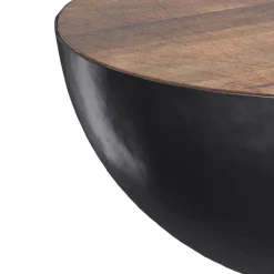 RENDEZ-VOUS DÉCO - Tajy - table basse ronde en bois massif et métal d90 cm