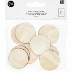 RICO DESIGN - 12 disques en bois naturel grand 38 mm