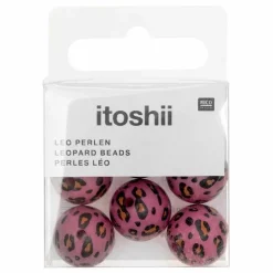 RICO DESIGN - 5 perles acid leo rose fuchsia ø 16 mm