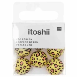 RICO DESIGN - 5 perles acid leo jaune ø 16 mm