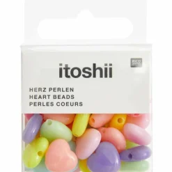 RICO DESIGN - 35 perles coeur 12 mm - pastel